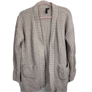 Moon & Madison Woman Tan Open Front Cardigan Sweater pockets Size Small